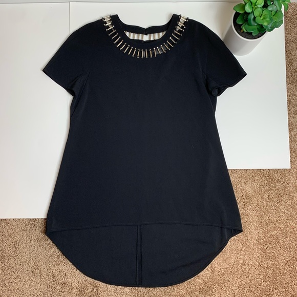 St. John Couture Black Hand Beaded Tunic Blouse - Picture 6 of 8